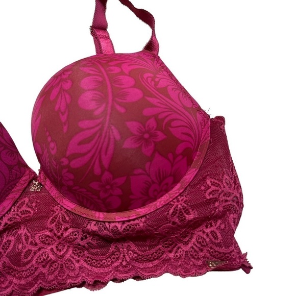 Rachel Roy Magenta Floral Print 5 Hook Push Up Bra 38D - Picture 3 of 7